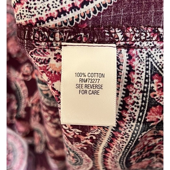 Croft & Barrow‎ 3/4 Roll Tab Sleeve Floral Paisley Button Up Top Womens Sz Small - Picture 4 of 11